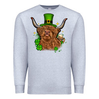 Heather Grey St. Patrick's Day cow Premium Sweatshirt - OliviaCreatesArt
