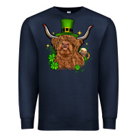 Navy St. Patrick's Day cow Premium Sweatshirt - OliviaCreatesArt
