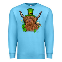 Ocean Blue St. Patrick's Day cow Premium Sweatshirt - OliviaCreatesArt