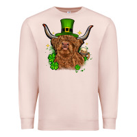 Pale Pink St. Patrick's Day cow Premium Sweatshirt - OliviaCreatesArt