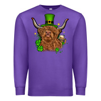 Purple St. Patrick's Day cow Premium Sweatshirt - OliviaCreatesArt
