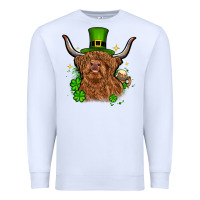 White St. Patrick's Day cow Premium Sweatshirt - OliviaCreatesArt