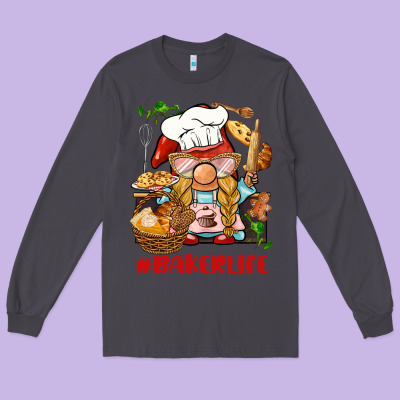 Baker Life Gnome Long Sleeve Tee Designed By Barkaloodesign