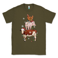 Army Green Merry Christmas Farm Animals Classic Tee - MaliasSmallBusiness