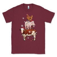 Burgundy Merry Christmas Farm Animals Classic Tee - MaliasSmallBusiness