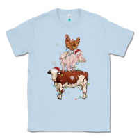 Dusty Blue Merry Christmas Farm Animals Classic Tee - MaliasSmallBusiness