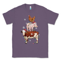 Lavender Merry Christmas Farm Animals Classic Tee - MaliasSmallBusiness