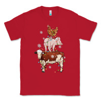 Red Merry Christmas Farm Animals Classic Tee - MaliasSmallBusiness