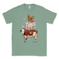 Sage Merry Christmas Farm Animals Classic Tee - MaliasSmallBusiness