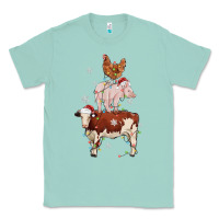Seafoam Merry Christmas Farm Animals Classic Tee - MaliasSmallBusiness