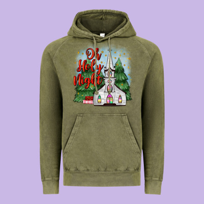 Christmas Church Oh Holy Night Vintage Hoodie Designed By Maliassmallbusiness