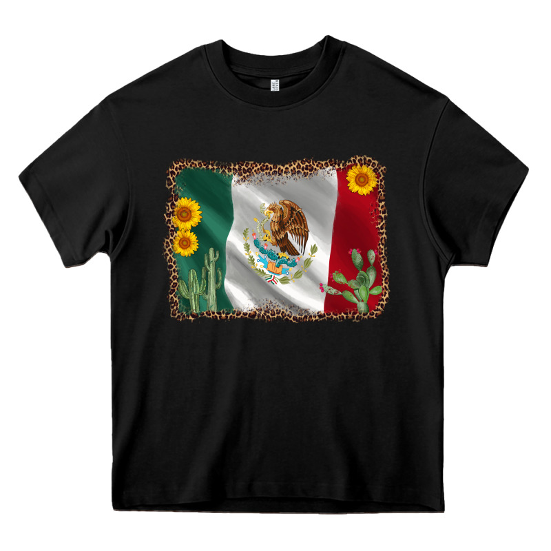Mexico Flag Sunflower Cactus Heavy Core Tee by AdoDesignShop | Teevron