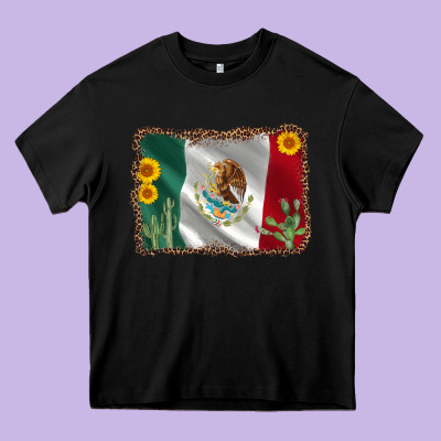 Mexico Flag Sunflower Cactus Heavy Core Tee Designed By Adodesignshop