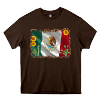 Chocolate Brown mexico flag sunflower cactus Heavy Core Tee - AdoDesignShop