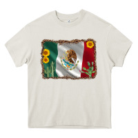 Cream mexico flag sunflower cactus Heavy Core Tee - AdoDesignShop