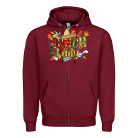 Burgundy cinco de mayo lunch lady Zipper Hoodie - CowGirlArtShop