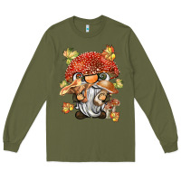 Army Green mushroom gnome Long Sleeve Tee - BarkalooDesign