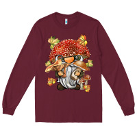 Burgundy mushroom gnome Long Sleeve Tee - BarkalooDesign