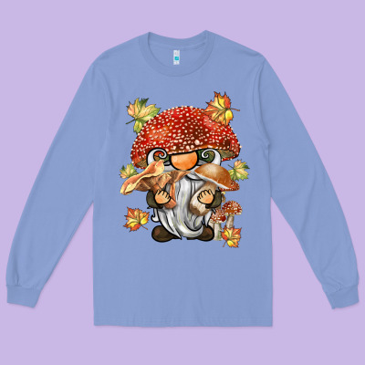 Mushroom Gnome Long Sleeve Tee Designed By Barkaloodesign