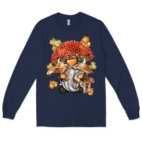 Navy mushroom gnome Long Sleeve Tee - BarkalooDesign