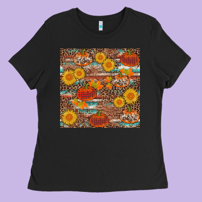 Pumpkin Plaid Sunflower Seamless Min Ladies Tee Designed By Adodesignshop
