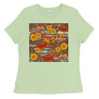 Matcha pumpkin plaid sunflower seamless min Ladies Tee - AdoDesignShop