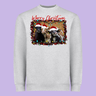 Merry Christmas Cows Heavyweight Sweatshirt Designed By Bettercallsaul
