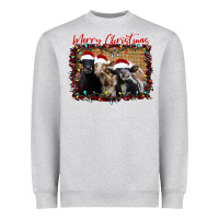 Heather Grey Merry Christmas Cows Heavyweight Sweatshirt - Bettercallsaul