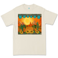 Bone western sunset cactus sunflowers gemstones leopards Premium Tee - BarkalooDesign