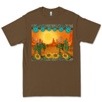 Cacao western sunset cactus sunflowers gemstones leopards Premium Tee - BarkalooDesign