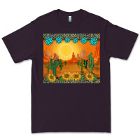 Plum western sunset cactus sunflowers gemstones leopards Premium Tee - BarkalooDesign