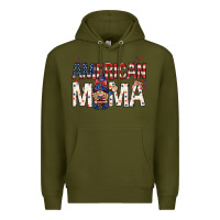 Army Green American mama with gnome mothers day Premium Hoodie - HowdyJamesFarm