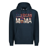 Navy American mama with gnome mothers day Premium Hoodie - HowdyJamesFarm