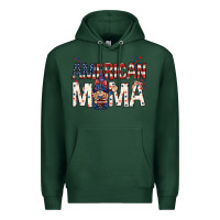 Sports Green American mama with gnome mothers day Premium Hoodie - HowdyJamesFarm