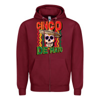 Burgundy cinco de mayo with skull Zipper Hoodie - CowGirlArtShop