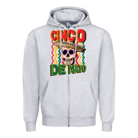 Heather Grey cinco de mayo with skull Zipper Hoodie - CowGirlArtShop