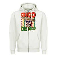 Oatmeal Heather cinco de mayo with skull Zipper Hoodie - CowGirlArtShop
