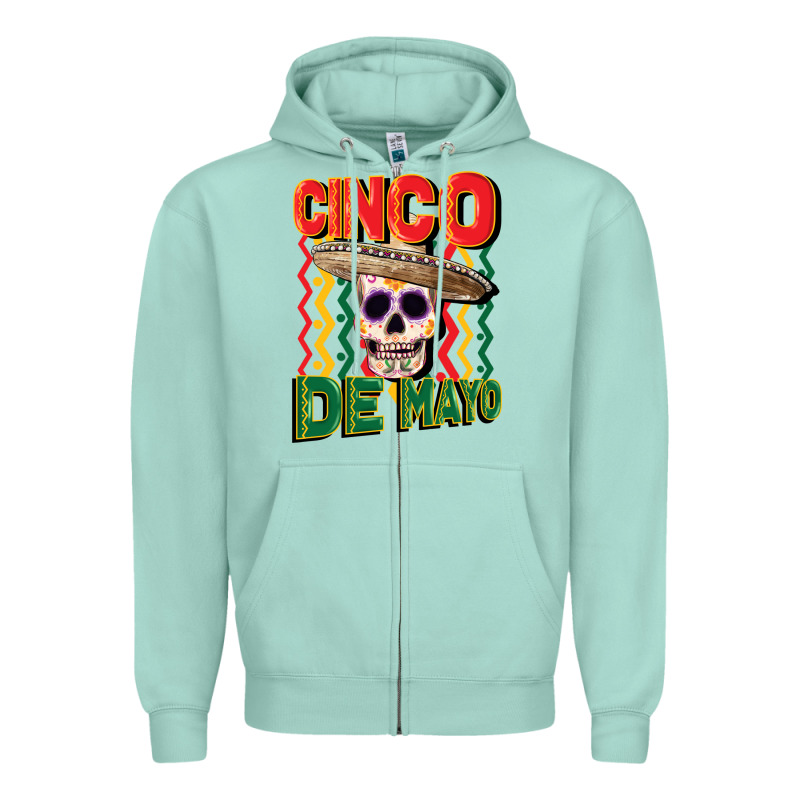 Cinco De Mayo With Skull Zipper Hoodie by CowGirlArtShop | Teevron