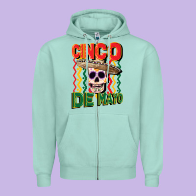 Cinco De Mayo With Skull Zipper Hoodie Designed By Cowgirlartshop