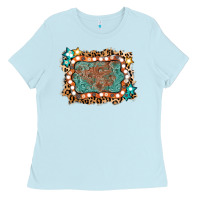 Baby Blue light western frame Ladies Tee - AdoDesignShop