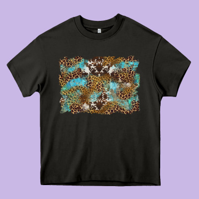 Western Leopards And Turquoise With Cowhide Background Heavy Core Tee Designed By Artiststas