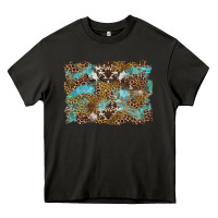 Asphalt western leopards and turquoise with cowhide background Heavy Core Tee - Artiststas