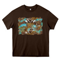 Chocolate Brown western leopards and turquoise with cowhide background Heavy Core Tee - Artiststas