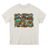 Cream western leopards and turquoise with cowhide background Heavy Core Tee - Artiststas