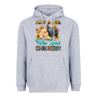 Heather Grey just a girl who loves chickens Heavyweight Hoodie - OliviaCreatesArt