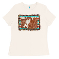 Bone leopard serape cowhide  leather background Ladies Tee - AdoDesignShop