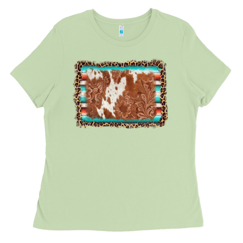 Leopard Serape Cowhide  Leather Background Ladies Tee by AdoDesignShop | Teevron