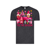Vintage Black Tis' the season pink Christmas gnomes truck Vintage Tee - NancyCooperArtShop