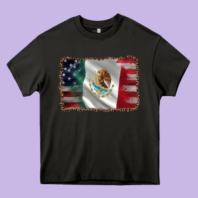 Mexico Flag And Usa Flag Heavy Core Tee Designed By Adodesignshop