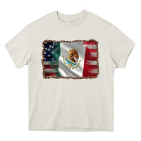 Cream mexico flag and usa flag Heavy Core Tee - AdoDesignShop